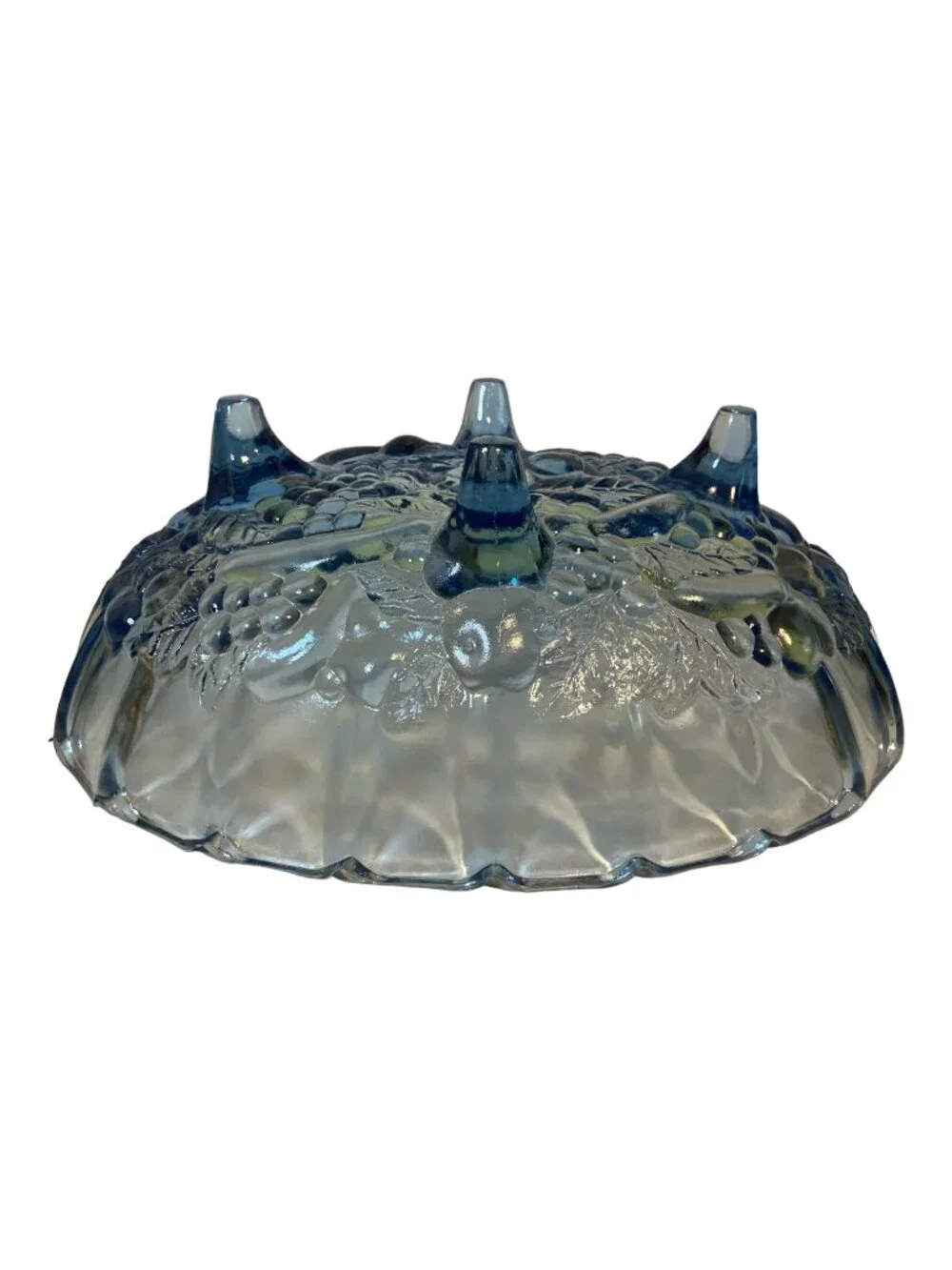 Vintage Indiana Glass Blue Harvest Grape Footed Oval Fruit Bowl Cottagecore MCM